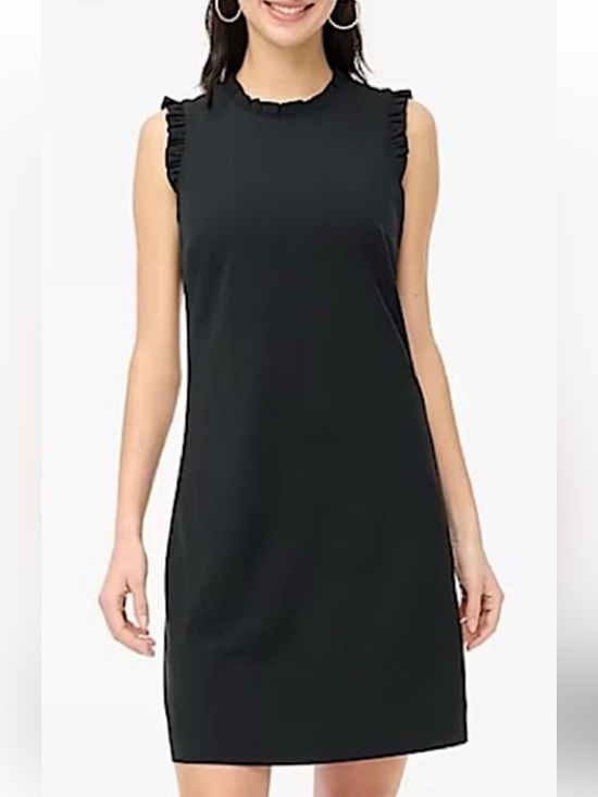 LOFT Dresses & Skirts - LOFT Black Sleeveless Ruffle-Trim Shift Dress in size 12Petite